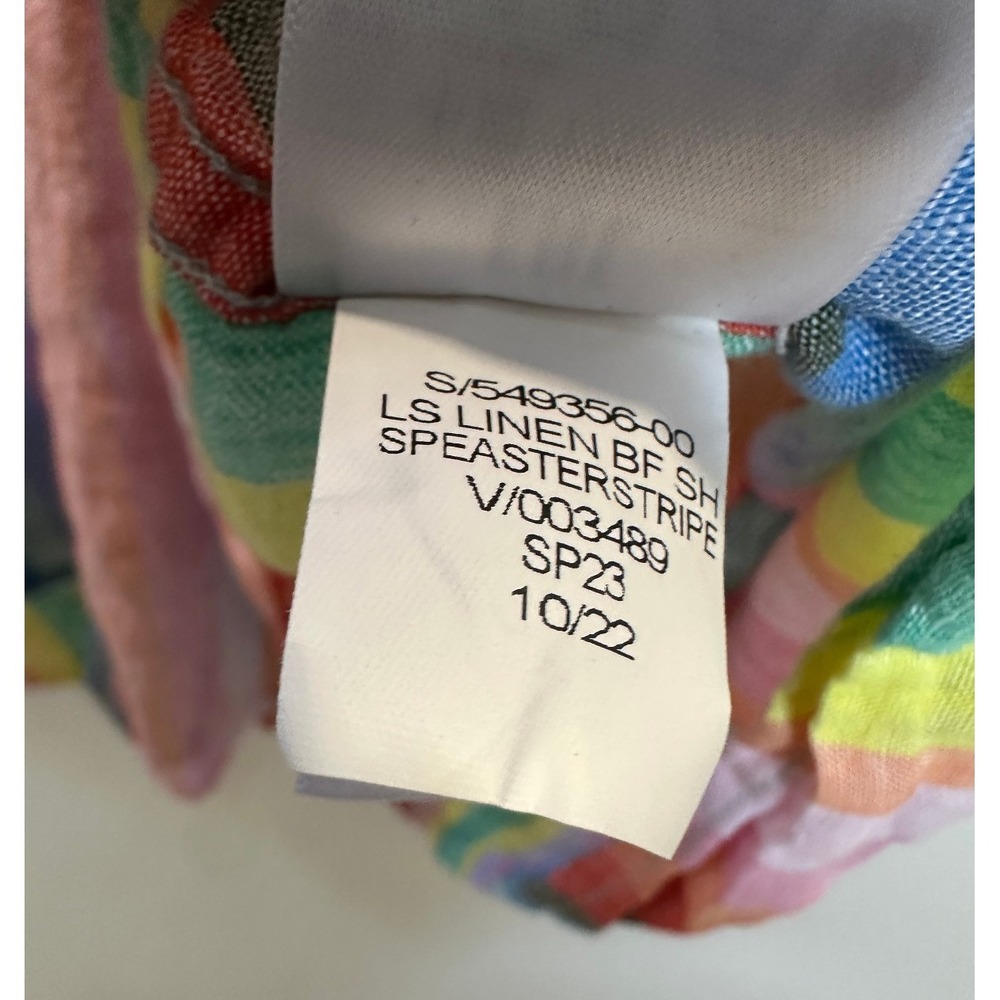 GAP 100% Linen Boyfriend Shirt Striped Button Down Women's Size XXL Coastal Vaca - Picture 10 of 14